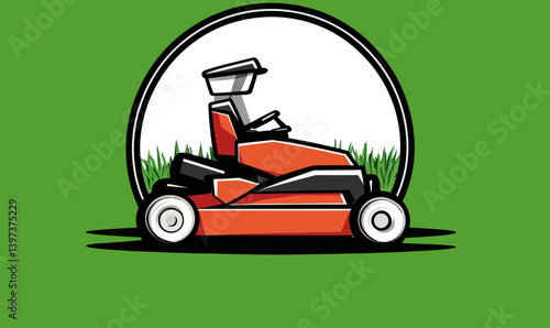 Flat Minimalist Zero Turn Lawn Mower Logo for Lawn Care Services in Vector Art