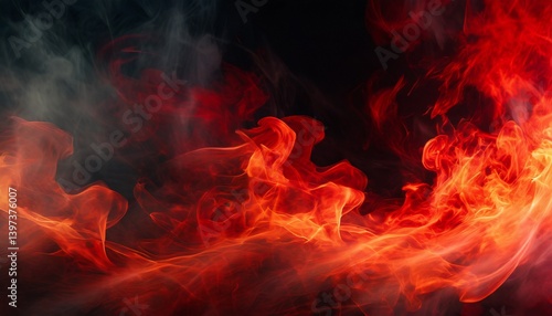 Fiery toned red and abstract black and red background with smoke and flame effects