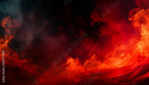 Fiery toned red and abstract black and red background with smoke and flame effects