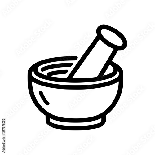 Flat outline style mortar and pestle icon