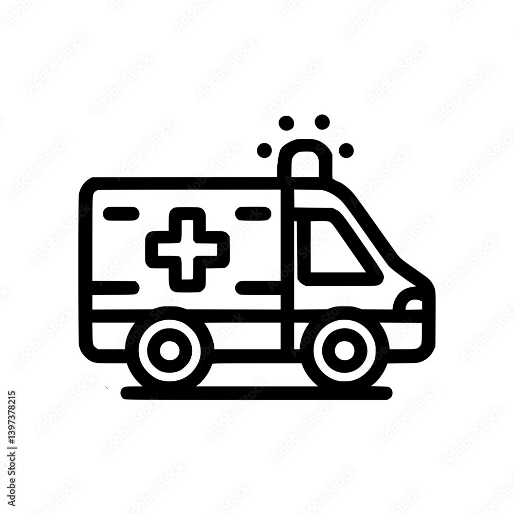 Fototapeta premium Ambulance icon with emergency lights in a minimalist design 