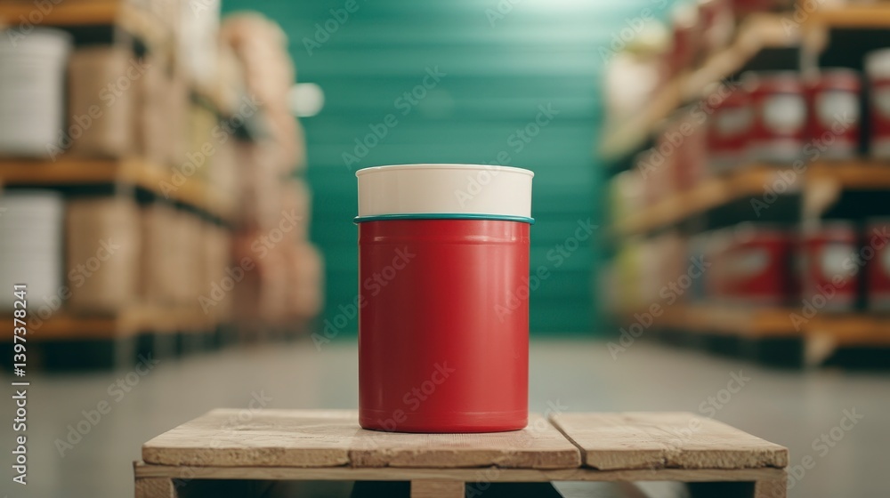 Fresh Milk Delivery Story at Farm to Table with Red Container in Warehouse Setting Fresh Milk Delivery Story at Farm to Table with Red Container in Warehouse Setting