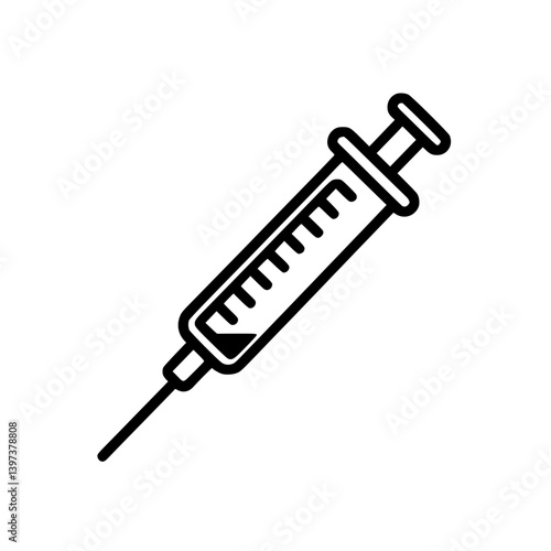 Medical syringe icon in minimalist style 