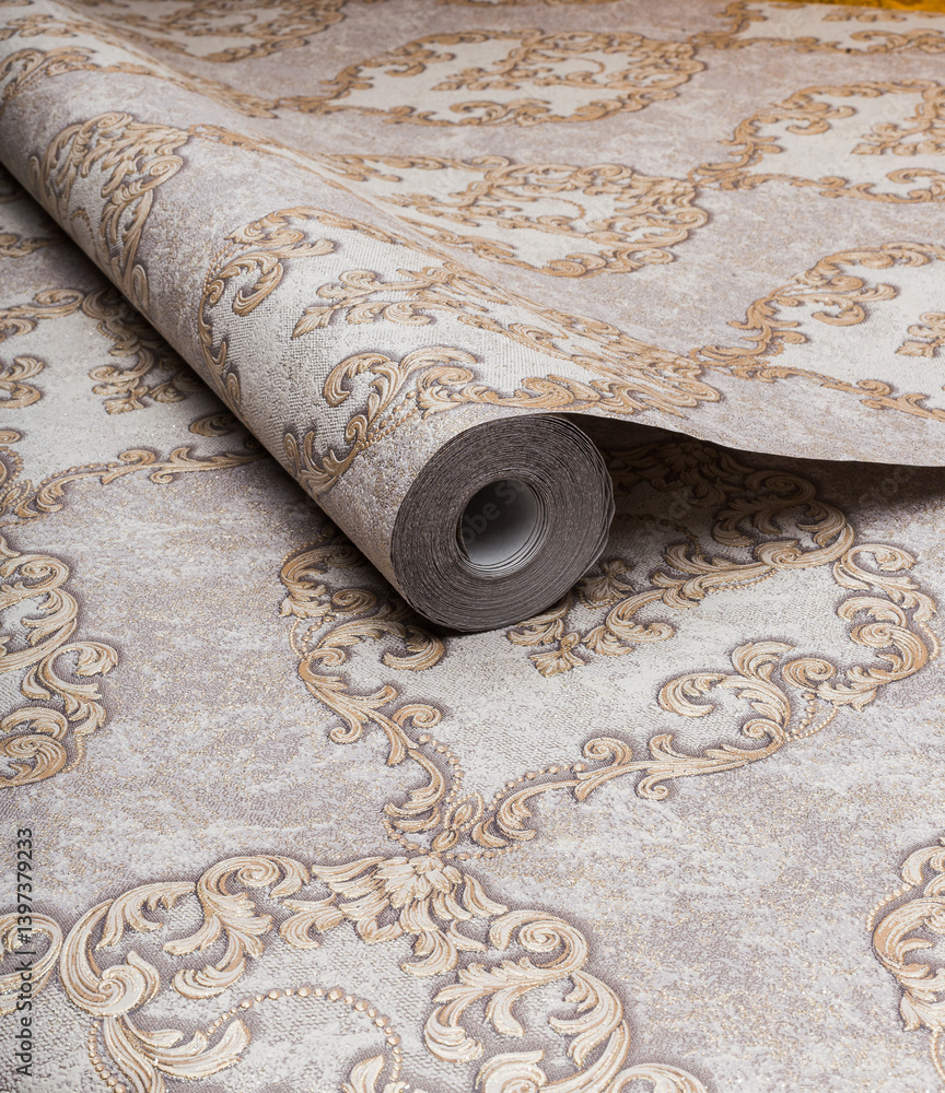 Large roll of wallpaper for the wall with a beautiful texture