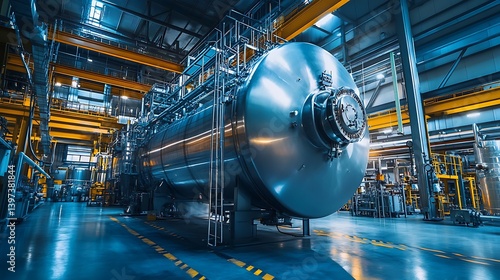Wallpaper Mural power generation facility featuring large boiler vessel and industrial equipment for thermal systems and high pressure engineering applications Torontodigital.ca