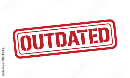 OUTDATED red stamp text vector, rubber stamp