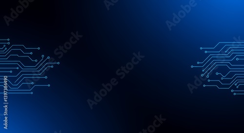 Obraz na płótnie Blue Circuit Board Network on Dark Background Technology Illustration w salonie