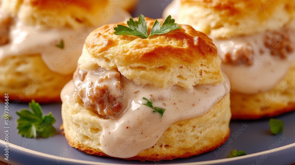 Fluffy Biscuits Smothered in Rich White Gravy Perfect for Comfort Food Lovers and Breakfast Enthusiasts Fluffy Biscuits Smothered in Rich White Gravy Perfect for Comfort Food Lovers and Breakfast Enthusiasts