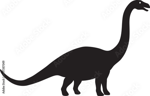 Brachiosaurus Silhouette Long Neck Dinosaur, vector illustration