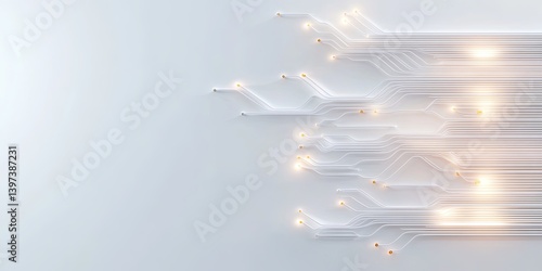 Abstract digital circuit board with glowing connections
