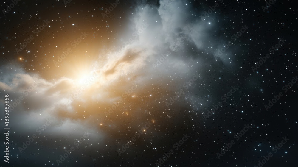 Obraz premium A mesmerizing view of stars and clouds in the night sky, showcasing the beauty of the universe and celestial wonders.