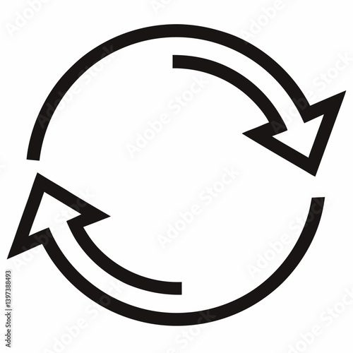 minimal vector icon of two circular arrows forming a sync or refresh loop outline style on a white background
