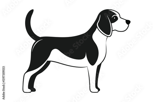 beagle dog silhouette vector illustration isolated on white background