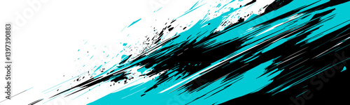 Dynamic shapes in mint blue and black colors for car wrap design