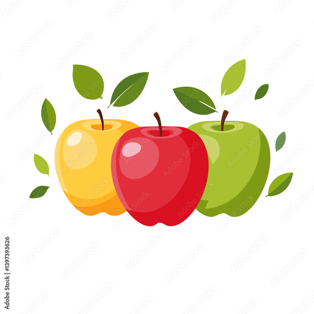 colorful apple with leaves vector icon design