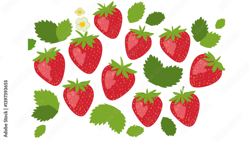 seamless pattern with falling strawberry fruits vector design