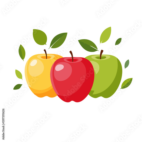 colorful apple with leaves vector icon design