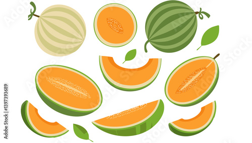 Obraz na płótnie seamless pattern with falling melon fruits vector design w salonie