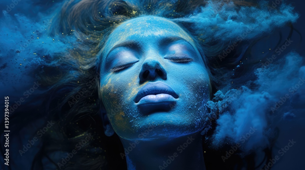 image powder explosion blue image powder explosion blue