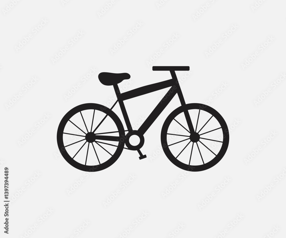 Simple Bicycle Silhouette Isolated On White Background Simple Bicycle Silhouette Isolated On White Background