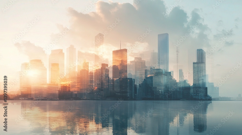 Fototapeta premium Urban Financial Concept with Investment Graphs and Charts Overview