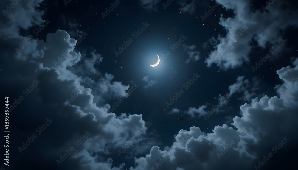 Fototapeta premium crescent moon illustration at night