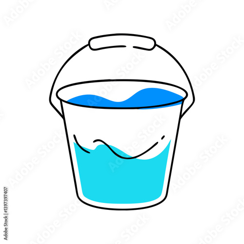 Bucket filled with water in a minimalist style  