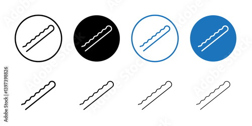 Bobby pin icon Black and white outline vector
