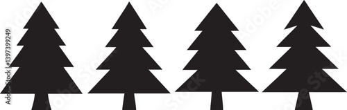 Simple Christmas Tree Silhouette Collection, vector illustration