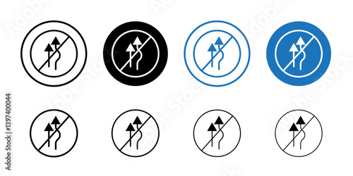 Do not overtake traffic Sign Black and white outline vector