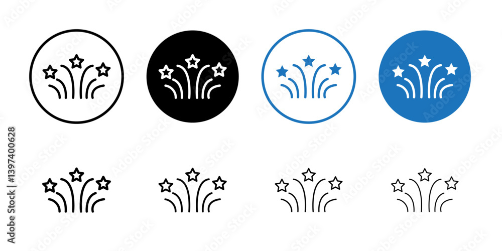 Fireworks icon Black and white outline vector Fireworks icon Black and white outline vector