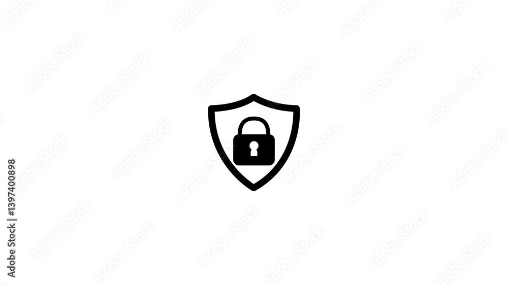 Cyber protection with lock icon animation.Technology data concept.Security shield with lock outline icon.Shield Padlock simple animation. Cyber protection with lock icon animation.Technology data concept.Security shield with lock outline icon.Shield Padlock simple animation.