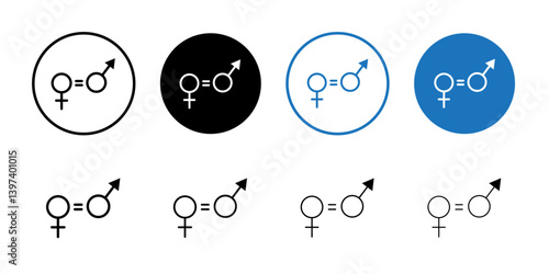 Gender equality icon Black and white outline vector