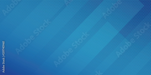 Dark blue and gray abstract wide horizontal banner with hexagon carbon fiber grid and gray luminous lines