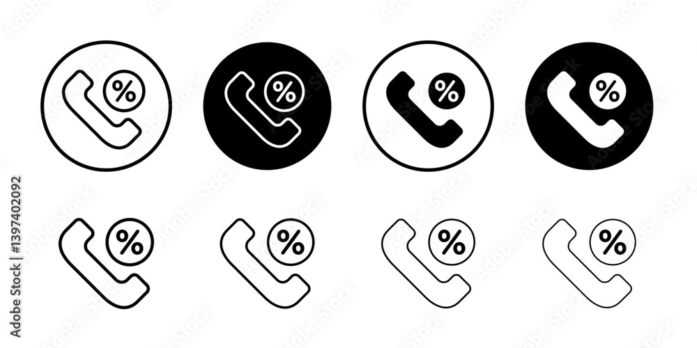Loan call icon Black and white outline vector Loan call icon Black and white outline vector