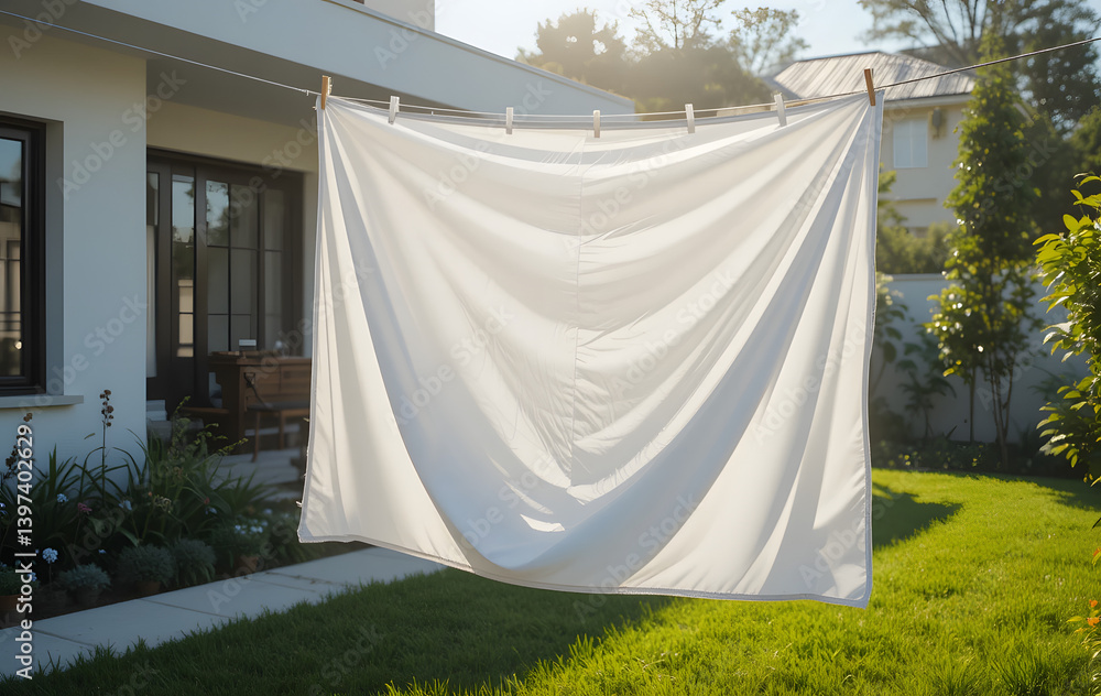 Clothes hung to dry flutter in the afternoon breeze. Clothes hung to dry flutter in the afternoon breeze.