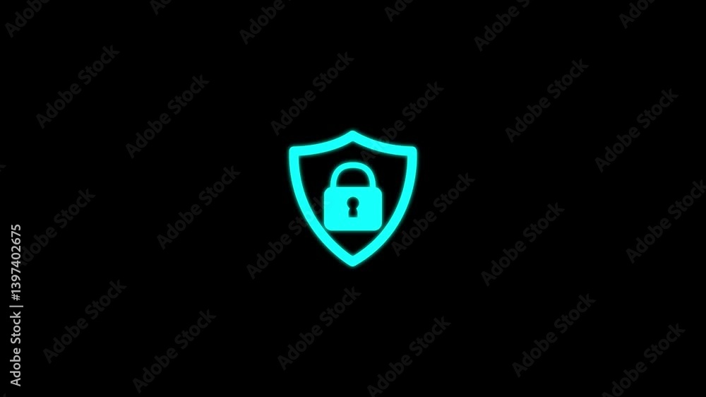 Cyber protection with lock icon animation.Technology data concept.Security shield with lock outline icon.Shield Padlock simple animation. Cyber protection with lock icon animation.Technology data concept.Security shield with lock outline icon.Shield Padlock simple animation.