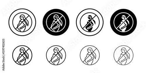 No alcohol during pregnancy period sign Black and white outline vector