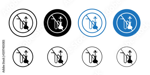 No hookah sign Black and white outline vector