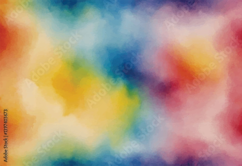 Watercolor and ink hand drawn colorful background