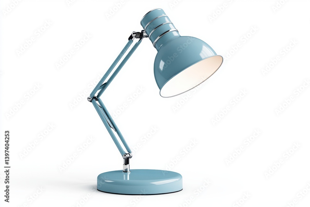 A light blue adjustable desk lamp isolated on white background A light blue adjustable desk lamp isolated on white background