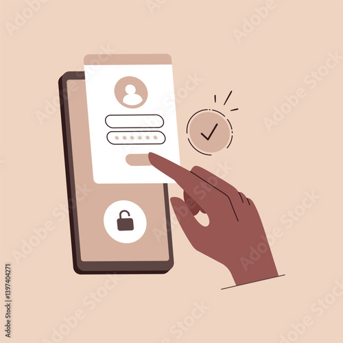 OTP authentication and Secure Verification. One Time Password method for unlock account bank illustration concept
