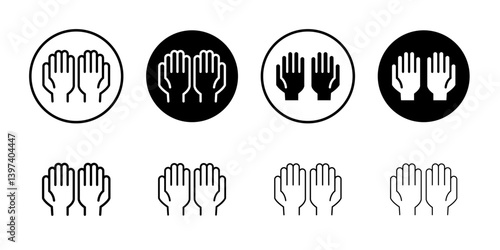 Pray icon Black and white outline vector