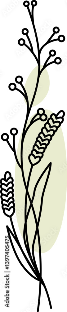 Fototapeta premium Simple Floral Stem Line Art