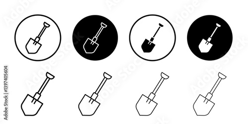 Shovel icon Black and white outline vector