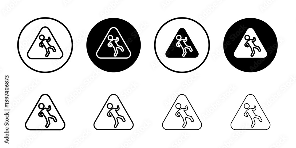 Wet Floor sign (2) Black and white outline vector Wet Floor sign (2) Black and white outline vector