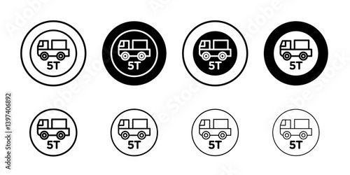 Weight limit traffic sign Black and white outline vector