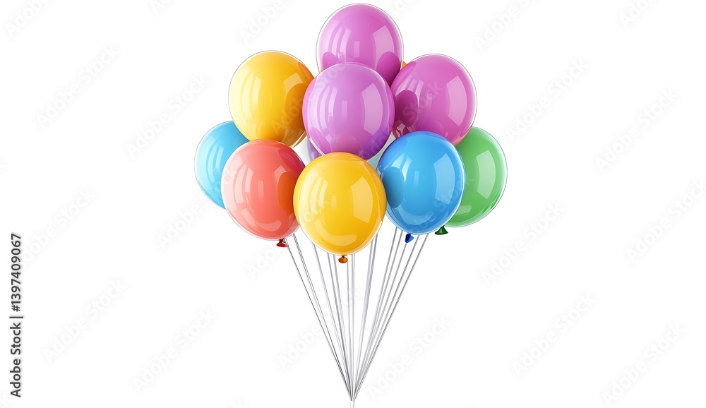Pastel Colorful Balloons Floating on White Background Pastel Colorful Balloons Floating on White Background