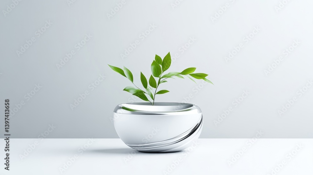 Modern plant in a sleek, minimalist pot Modern plant in a sleek, minimalist pot