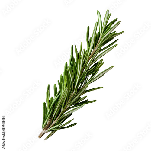Fresh Rosemary Sprig on Black Background,